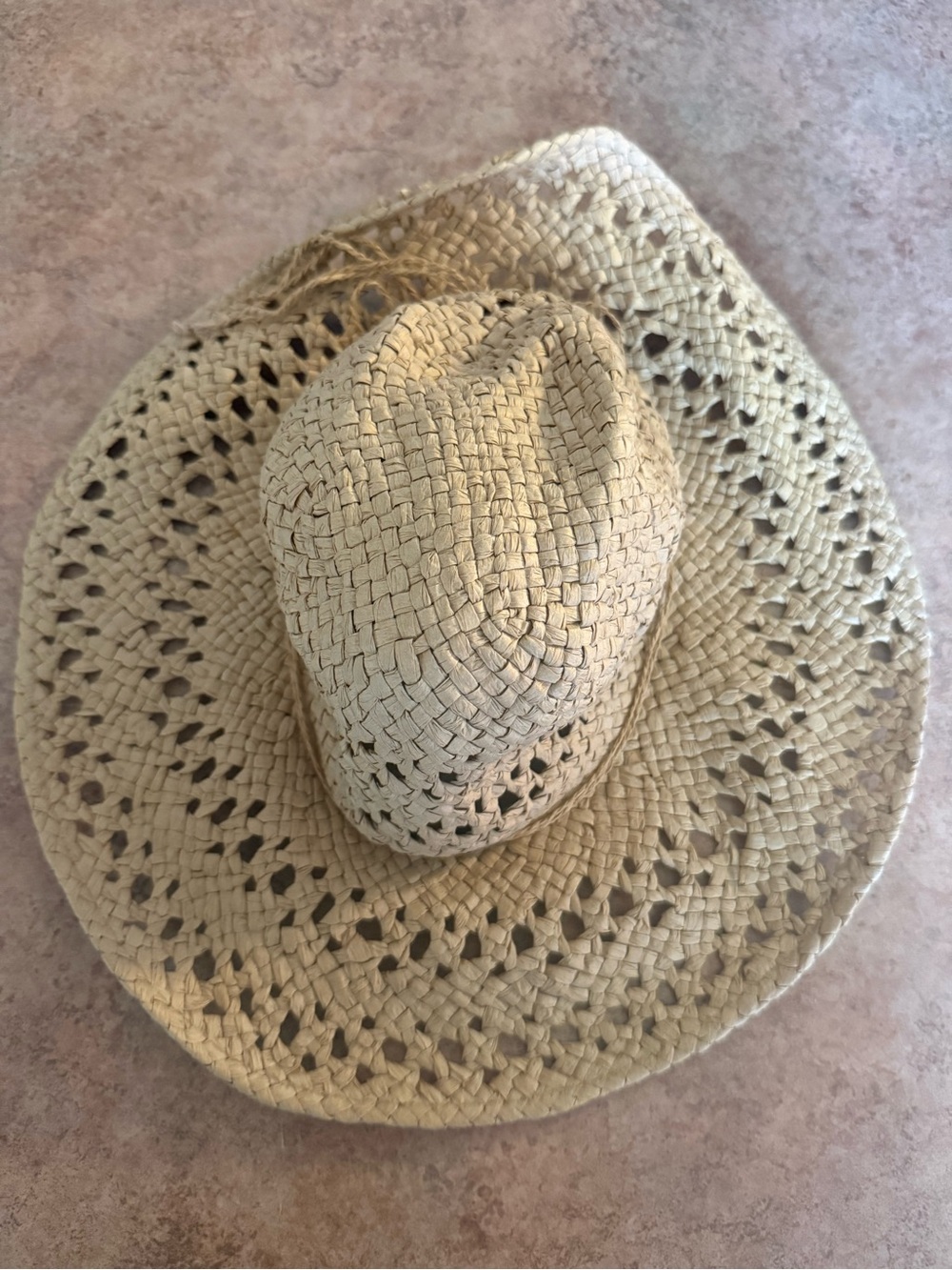 Jones New York Cream Straw Sun Hat with Ventilated Weave